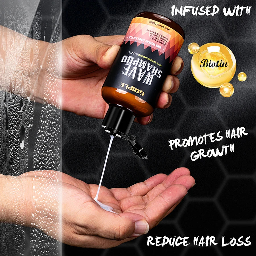 Wave Shampoo for Black Men Wave Cream Hydration Enhance Waves Grease Hair Butter Easy Wash 360 Wave Training Wave Pomade Set