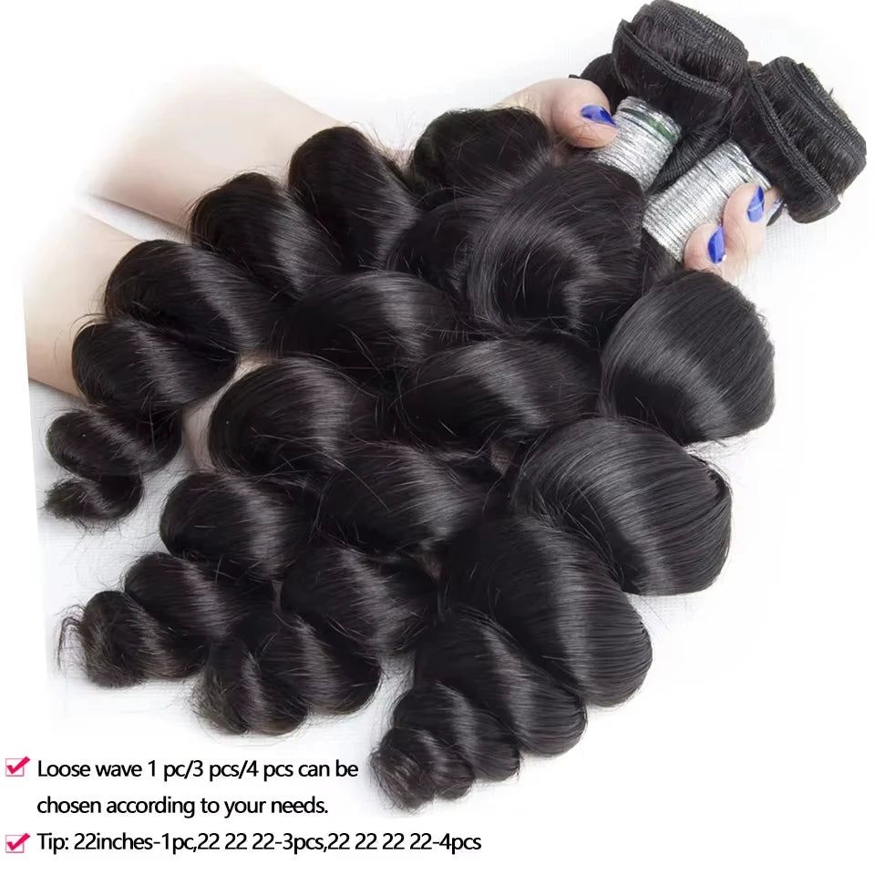 30 32 40 Inch Loose Wave Human Hair 1 3 4 Bundles Raw Virgin Unprocessed Brazilian Loose Deep Wave Human Hair Bundles Extensions