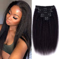 Kinky Straight  100% Remy Human Hair Clips In 120G 8Pcs/Set Full Head For Women