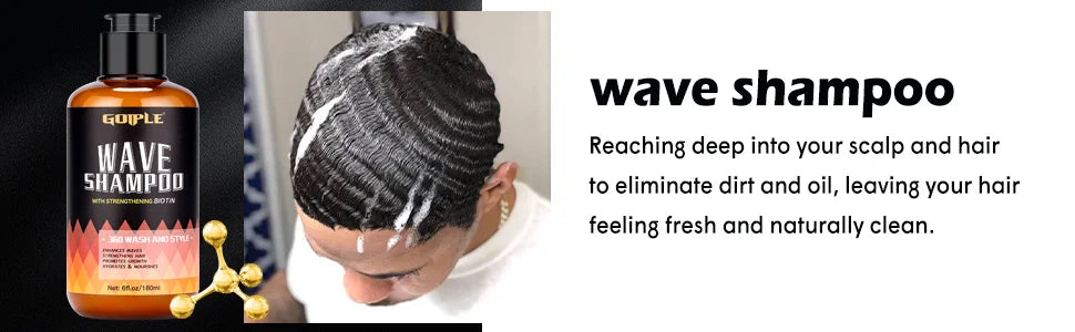 Wave Shampoo for Black Men Wave Cream Hydration Enhance Waves Grease Hair Butter Easy Wash 360 Wave Training Wave Pomade Set