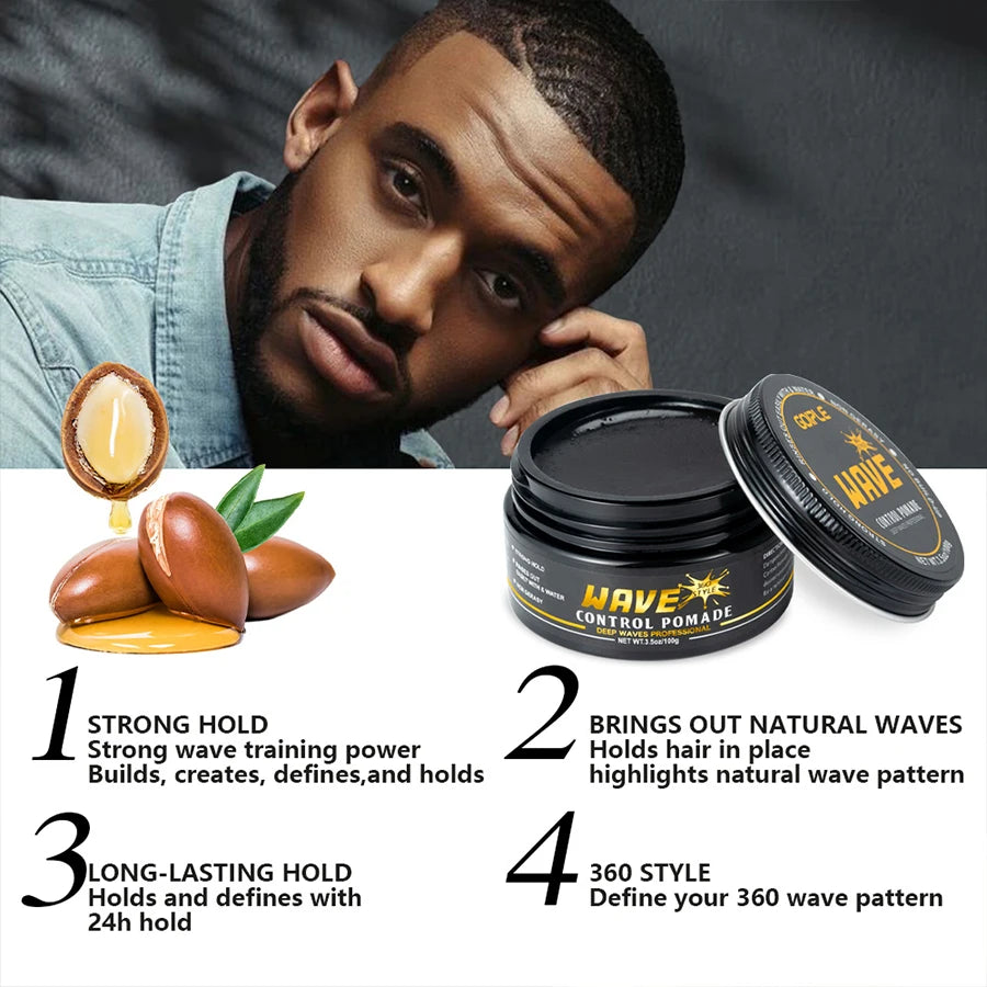 Wave Shampoo for Black Men Wave Cream Hydration Enhance Waves Grease Hair Butter Easy Wash 360 Wave Training Wave Pomade Set