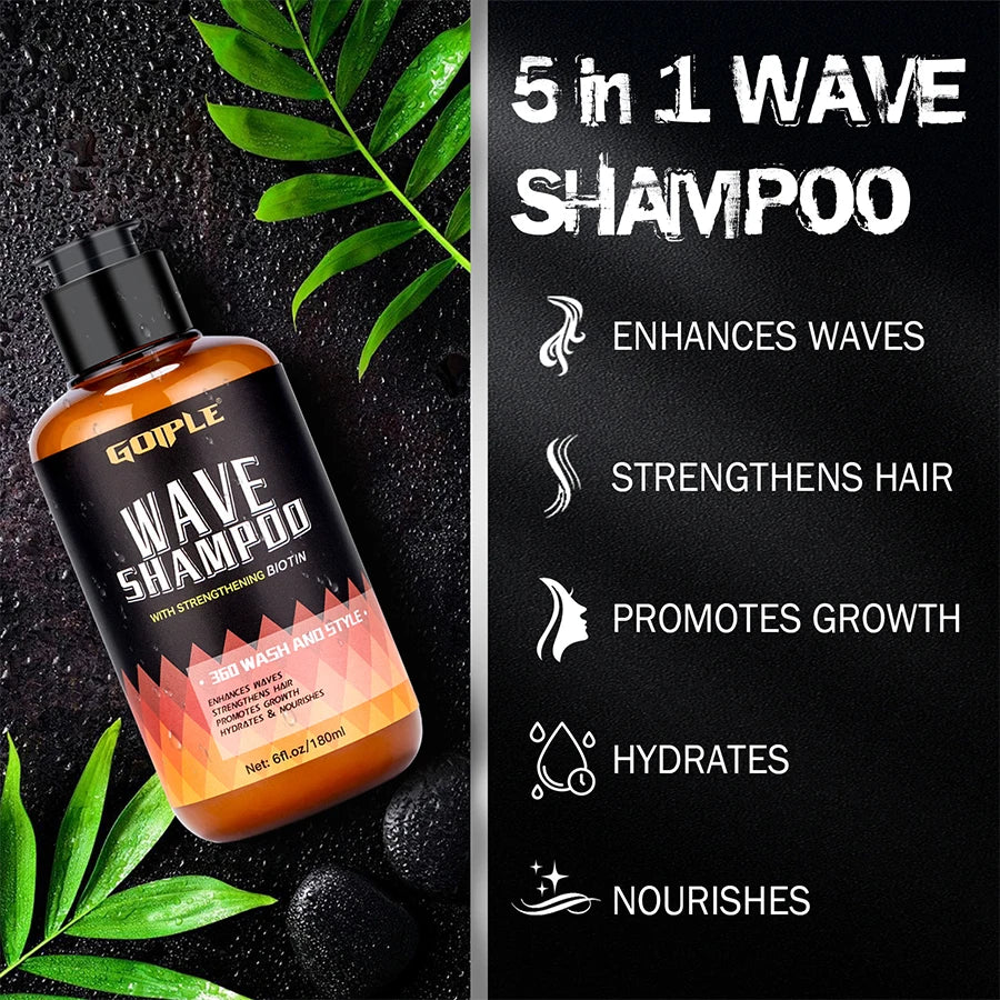 Wave Shampoo for Black Men Wave Cream Hydration Enhance Waves Grease Hair Butter Easy Wash 360 Wave Training Wave Pomade Set