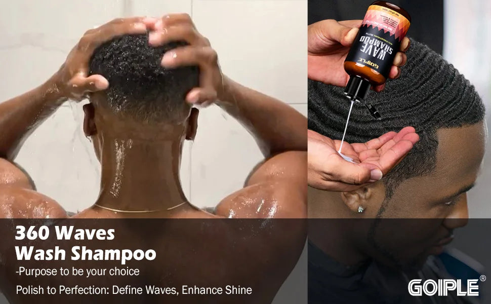 Wave Shampoo for Black Men Wave Cream Hydration Enhance Waves Grease Hair Butter Easy Wash 360 Wave Training Wave Pomade Set