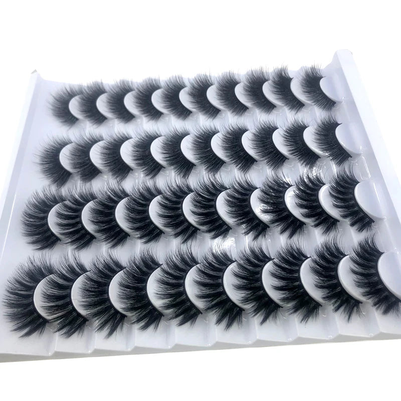 20 pairs 3D Mink Lashes Natural False Eyelashes Dramatic Volume Fake Lashes Makeup Eyelash Extension Silk Eyelashes