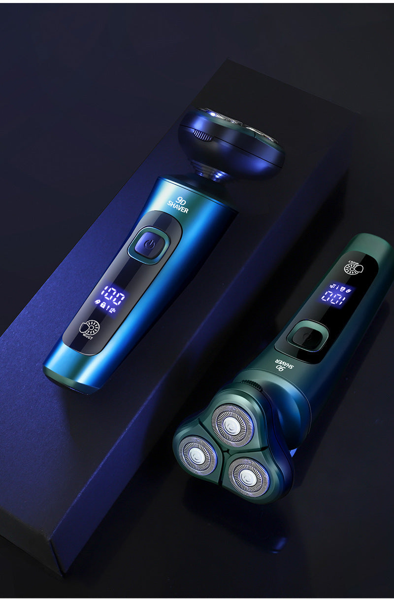 Cross-Border New 9D Floating Electric Shaver Intelligent Digital Display Beard Shaver Full Body Washable Multi-Function Shaver