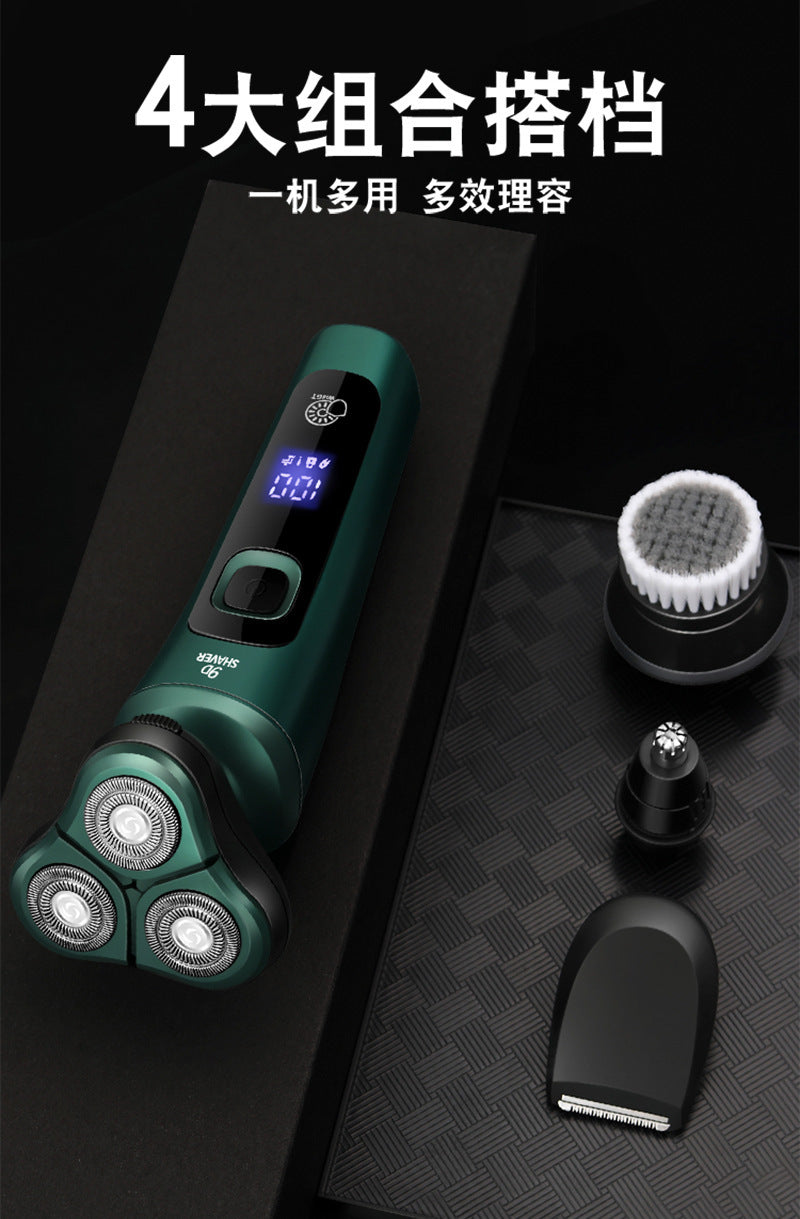 Cross-Border New 9D Floating Electric Shaver Intelligent Digital Display Beard Shaver Full Body Washable Multi-Function Shaver
