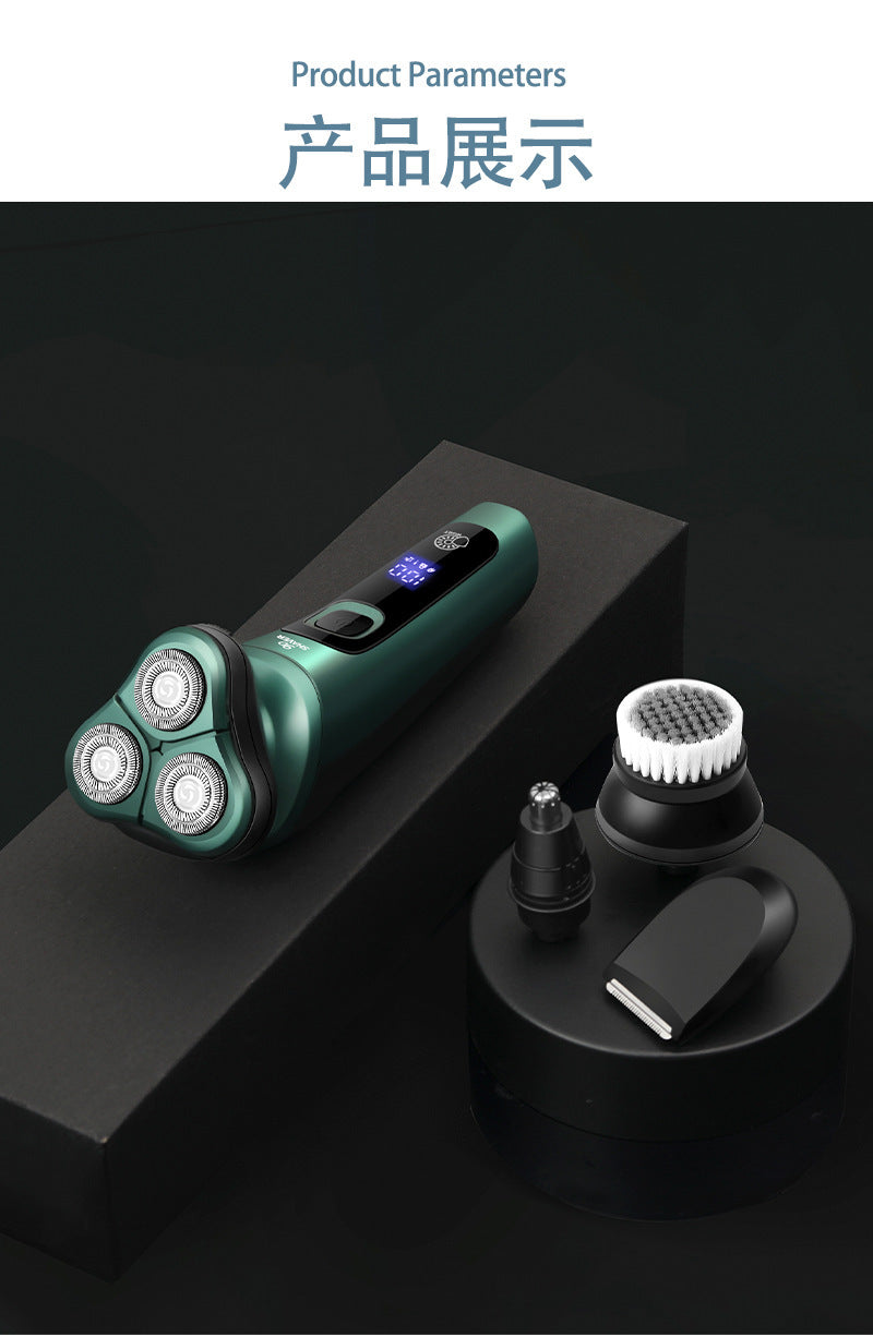 Cross-Border New 9D Floating Electric Shaver Intelligent Digital Display Beard Shaver Full Body Washable Multi-Function Shaver