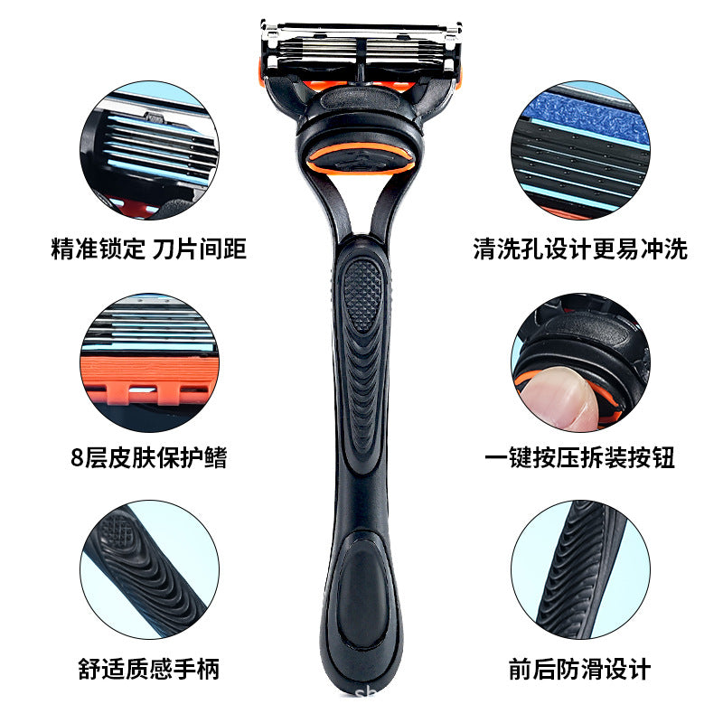 5-Layer Blade Manual Razor Men's Universal Cutter Head, Leg Hair, Armpit Hair Removal, Travel suit Portable Shaving Knife