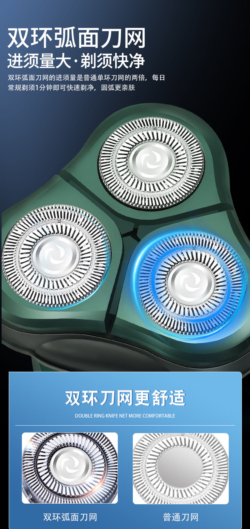 Cross-Border New 9D Floating Electric Shaver Intelligent Digital Display Beard Shaver Full Body Washable Multi-Function Shaver