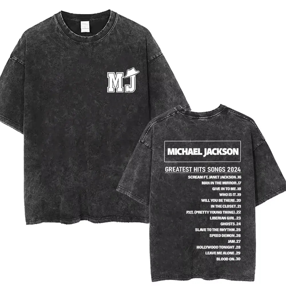 Washed Vintage Michael Jackson Thriller Graphic T-shirt Men Women Fashion Retro Gothic Rock Tshirt Men's Punk Oversized T Shirts