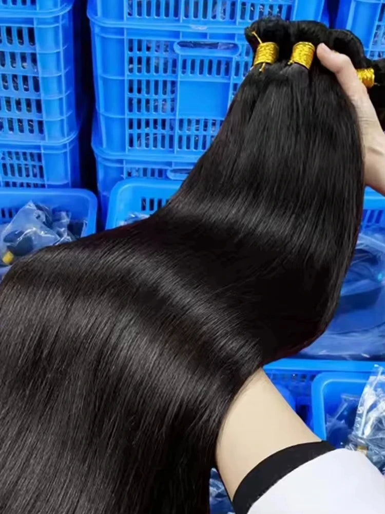 26 28 30 40 Inches Straight Human Hair Bundles Brazilian Raw Remy Weave 100% Unprocessed Extension Weft Natural Black For Women