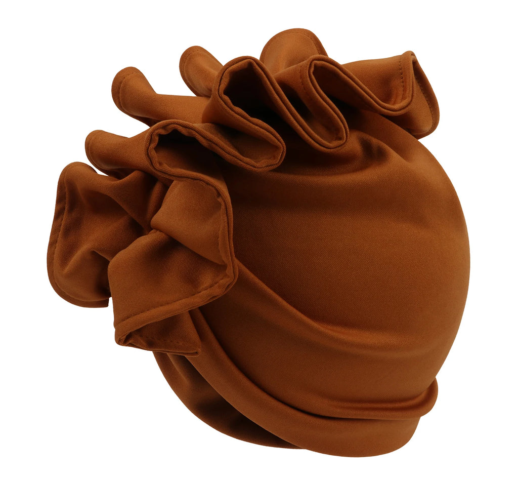 Ruffled Turban Cap for Women