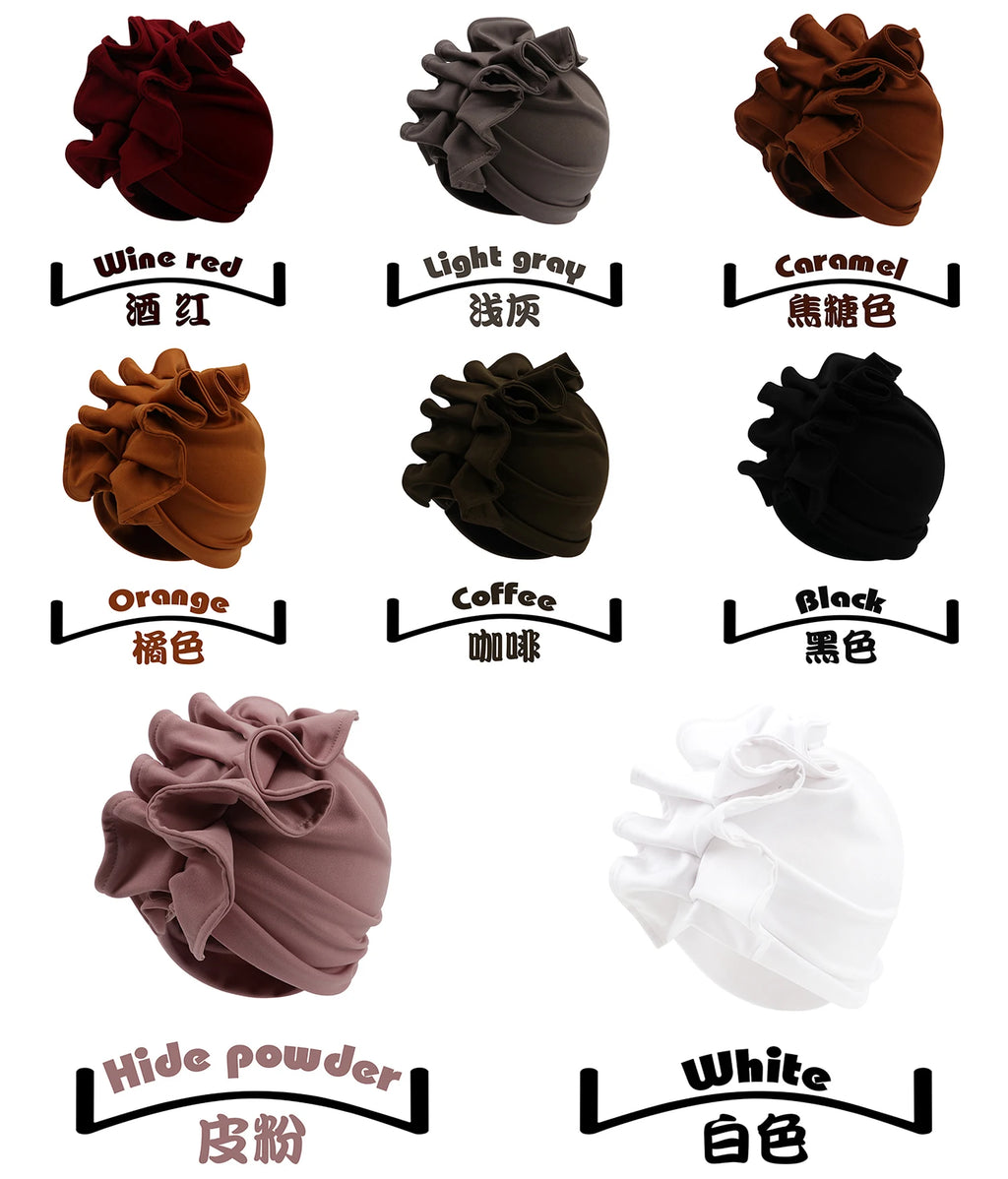 Ruffled Turban Cap for Women