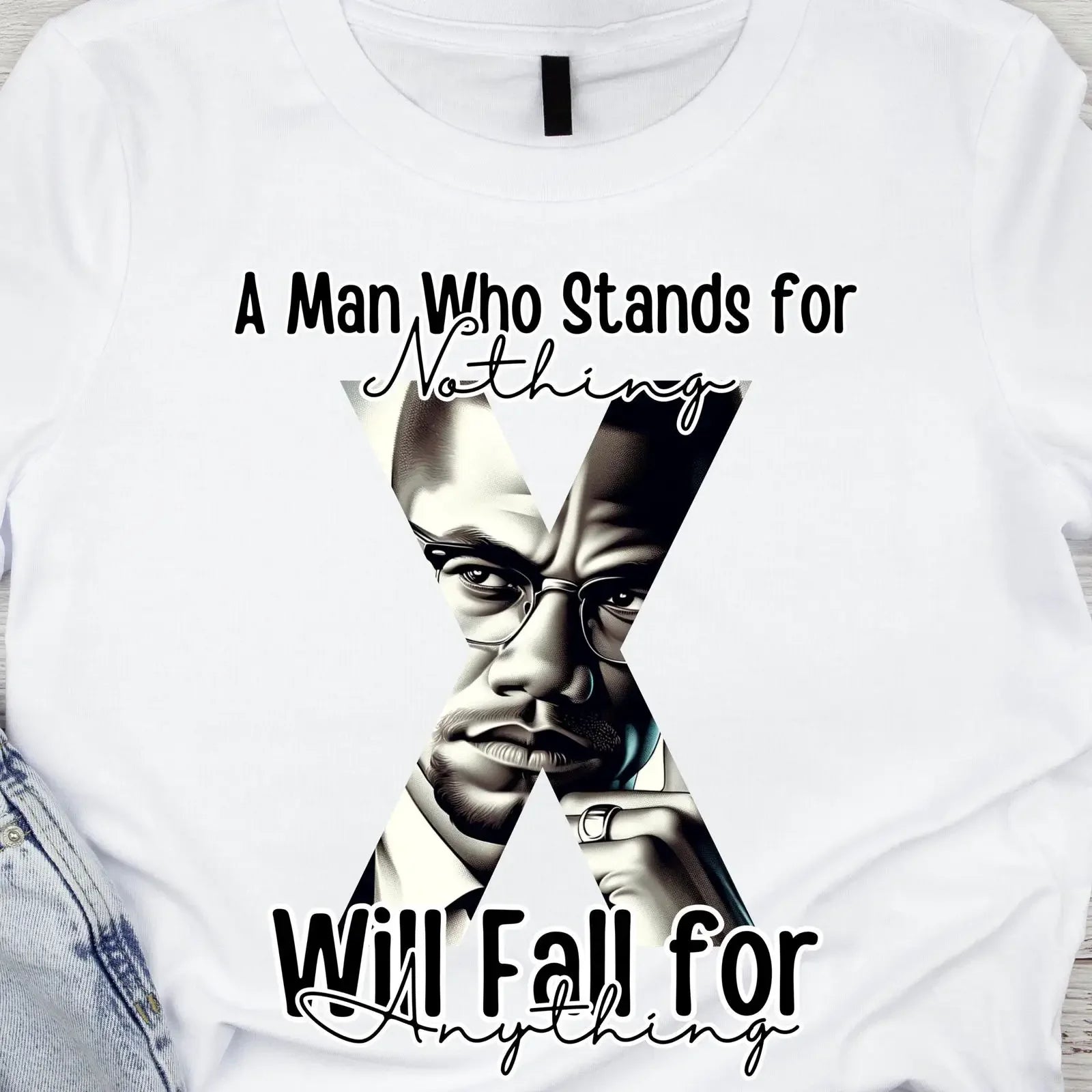 Malcolm X Quote Print Black History Month Art Digital Download vintage Washed streetwear Casual Top For Everyday Wear Unisex