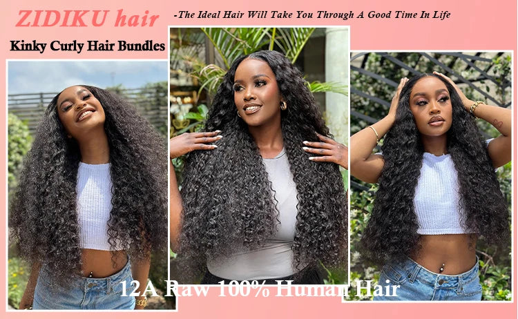 Kinky Curly Hair Bundles 100% Human Hair Raw Hair Bundles With 4X4 Closure Burmese Curly Hair Bundles Human Hair With Closure 3/4PCS 12-32Inch Soft Thick No Shedding Unprocessed Virgin Human Hair Bundles With Closure Hair Wea