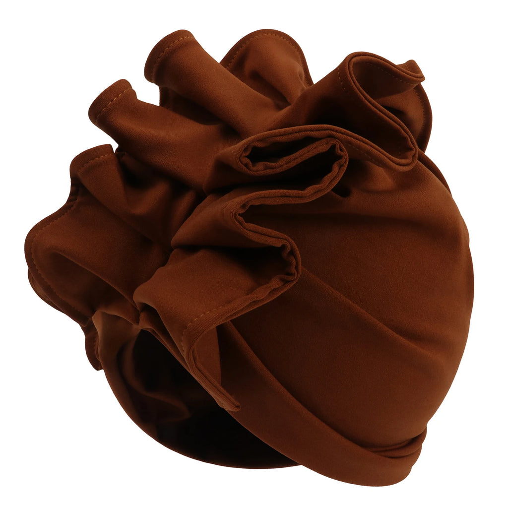 Ruffled Turban Cap for Women