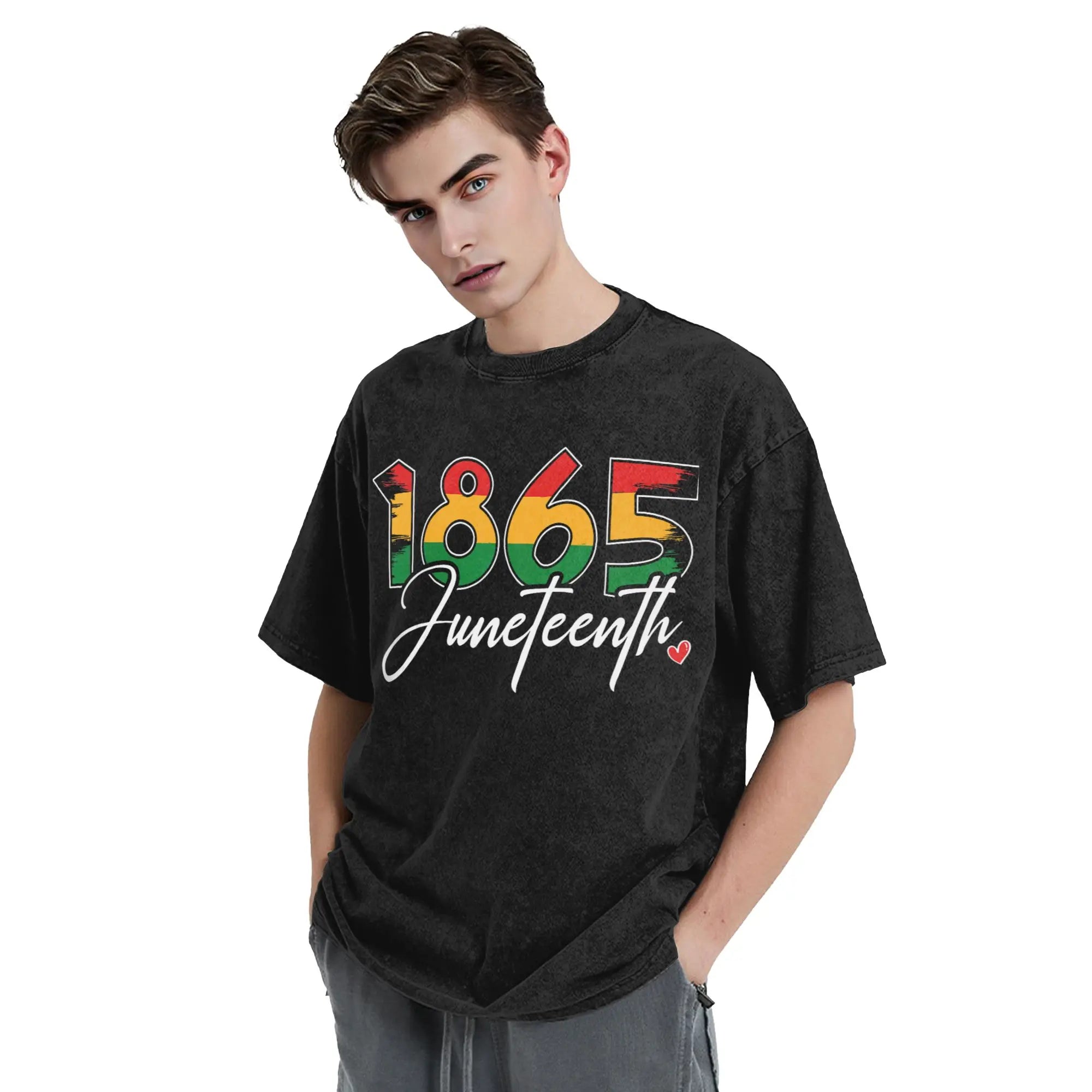 Juneteenth 1865 Black History Month T Shirts Hip Hop Washed Short Sleeve Oversize T-Shirt Men Women Streetwear Summer Tops Tees