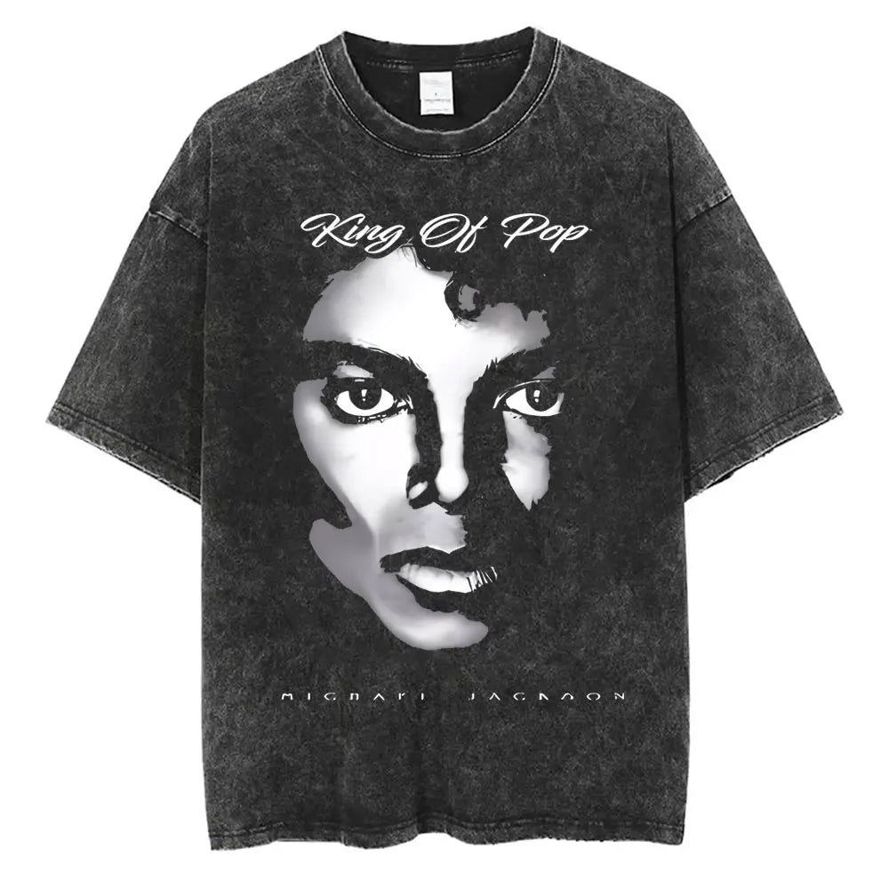 Washed Vintage Michael Jackson Thriller Graphic T-shirt Men Women Fashion Retro Gothic Rock Tshirt Men's Punk Oversized T Shirts