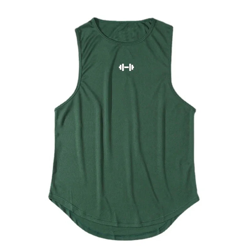 Men Running Vest Gym Tank Tops Quick-drying Fitness Clothing Loose Bodybuilding Sleeveless Shirt Basketball Small mesh Singlets