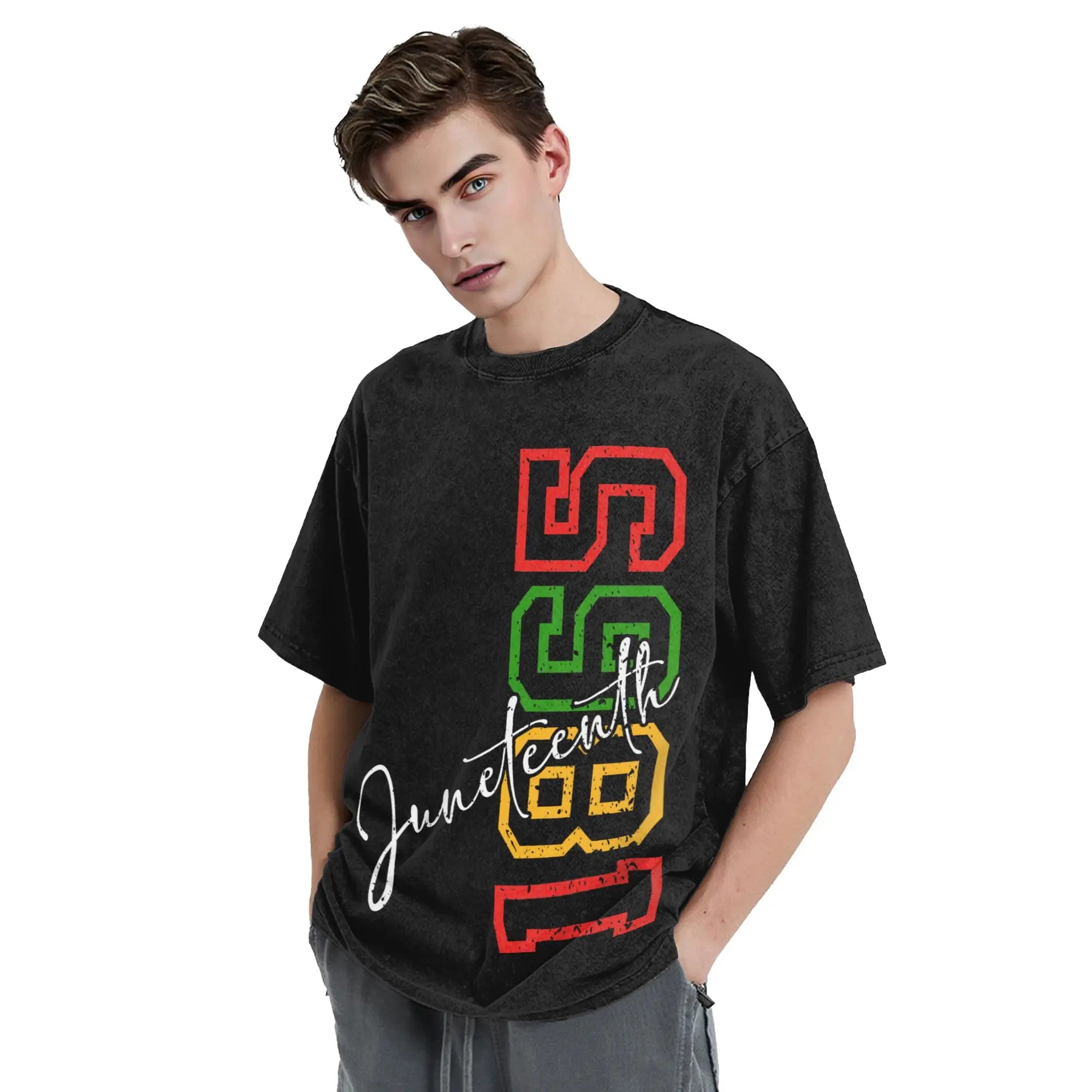 Juneteenth 1865 Black History Month T Shirts Hip Hop Washed Short Sleeve Oversize T-Shirt Men Women Streetwear Summer Tops Tees