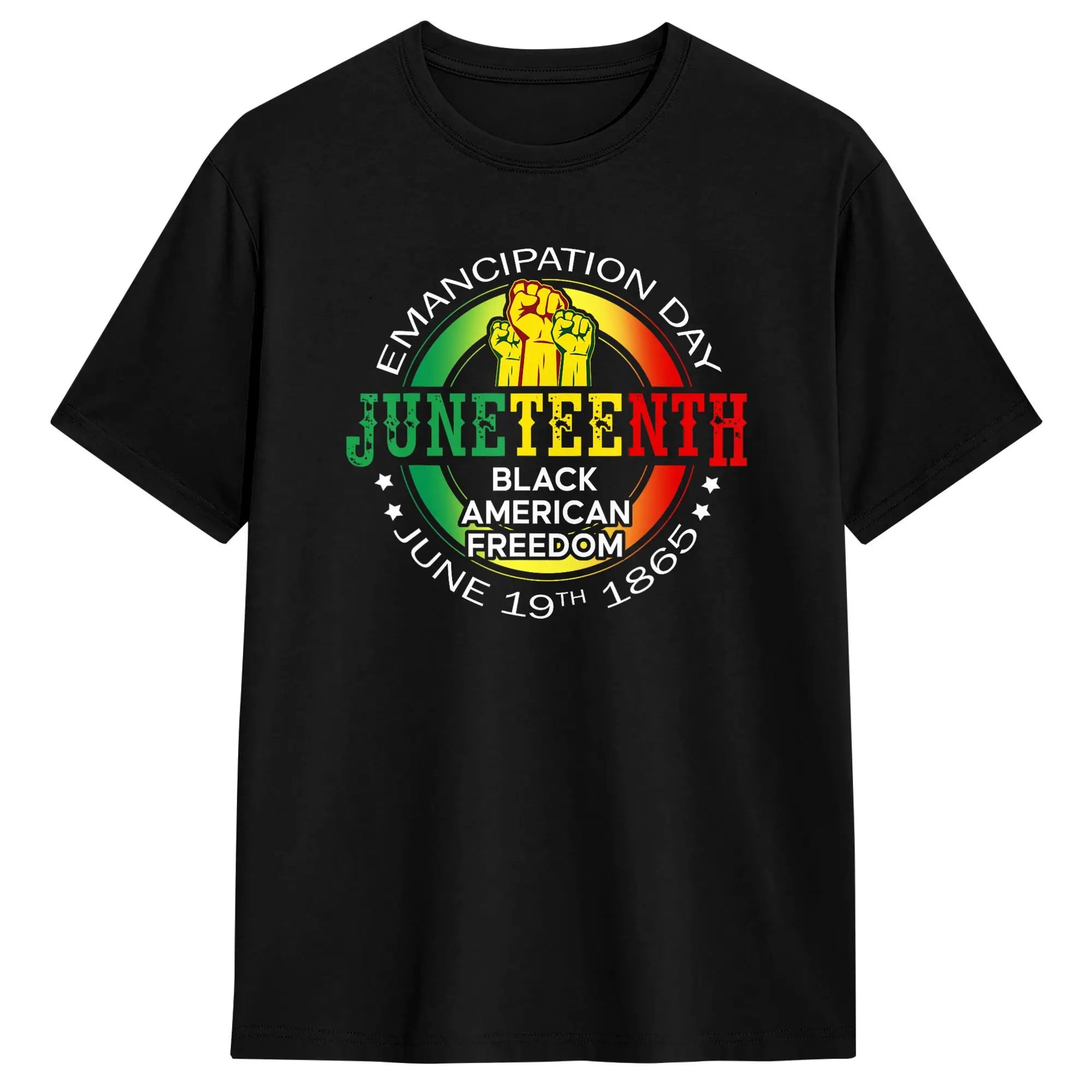 Juneteenth Heart Fists Black History Melanin T Shirt Men's  Cotton Casual T-Shirts Crewneck  Tees Short Sleeve Clothes Gift Idea