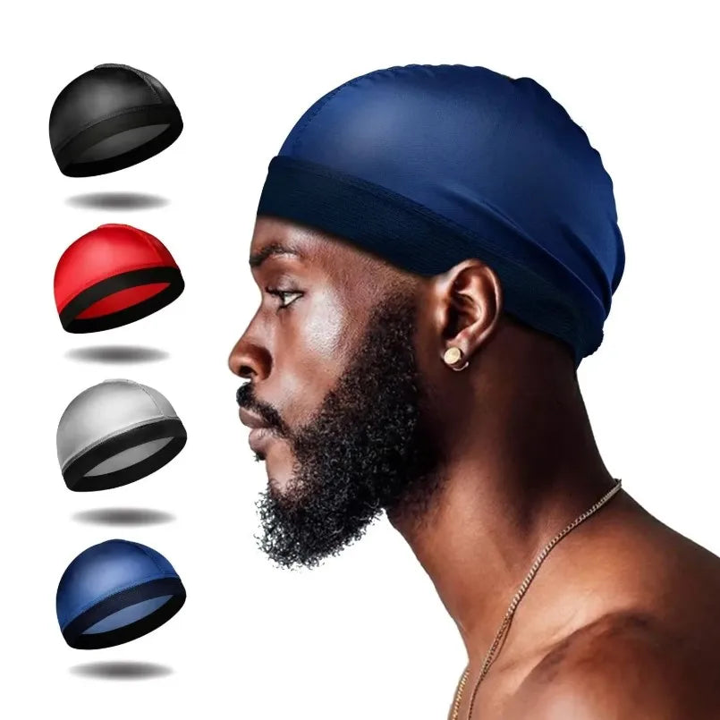 4PCS New Solid Color Wave Cap Men Soft Elastic Breathable Beanie Turban Hat Unisex Night Sleep Headcover Cancer Hair Loss Chemo