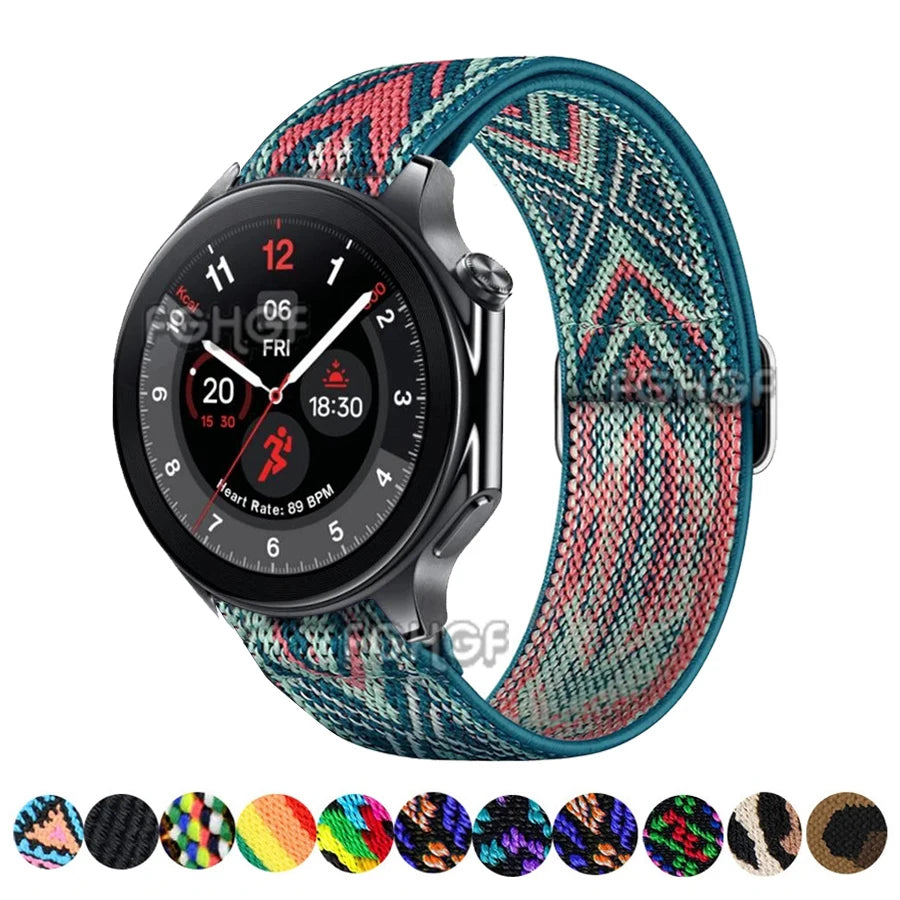 Elastic Nylon Loop Strap For OnePlus Watch 2 3 Smart Watch Band Bracelet For OPPO Watch X 4 Pro Wristband For Realme Watch 5 3 S