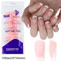 120pcs Nude Pink Gradient Press on Nails Ultra-Tender Almond Gel False nails Simple Full Cover Pink White French Fake Nail Tips#