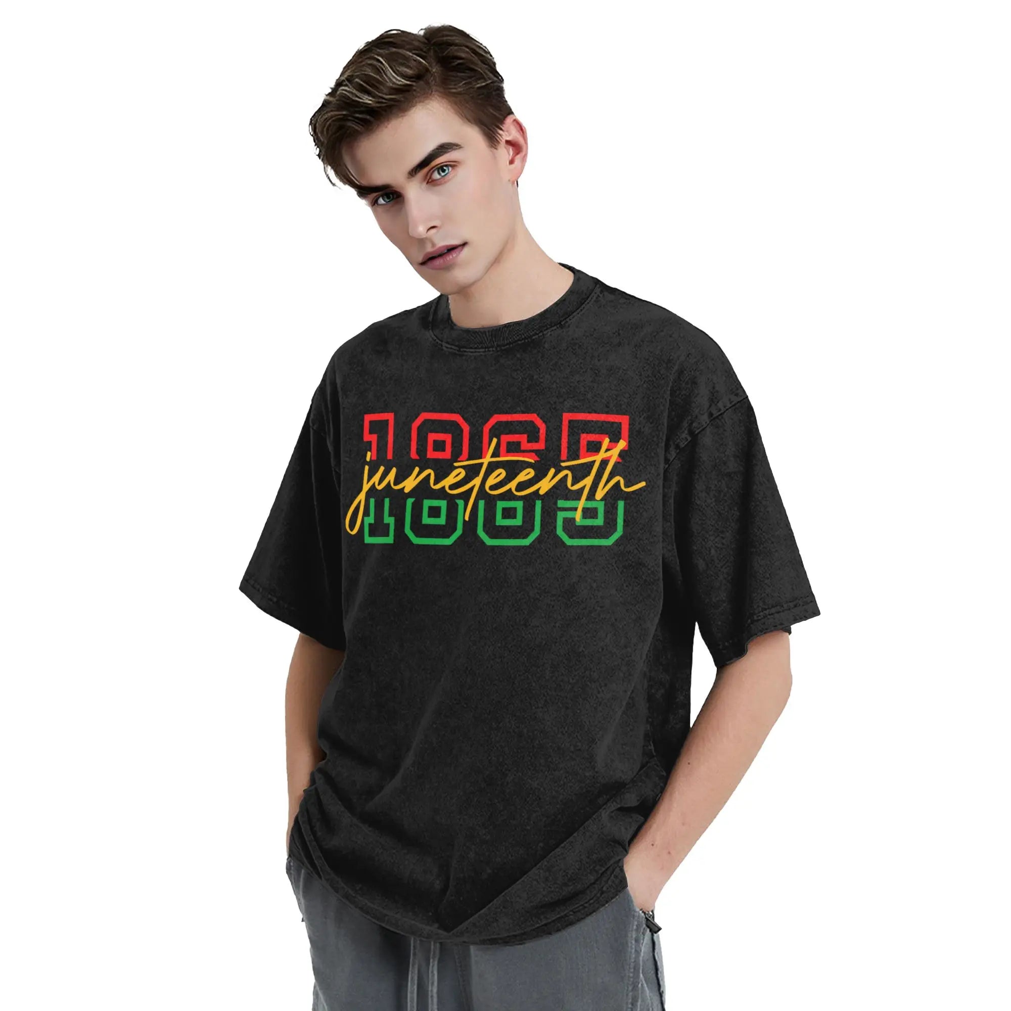 Juneteenth 1865 Black History Month T Shirts Hip Hop Washed Short Sleeve Oversize T-Shirt Men Women Streetwear Summer Tops Tees