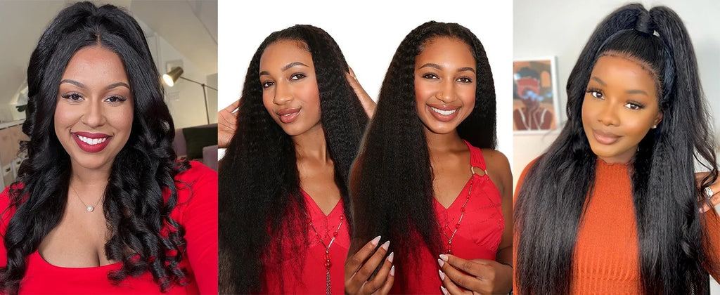 Kinky Straight Feather Crochet Human Hair Extensions | Knotless Boho Braids