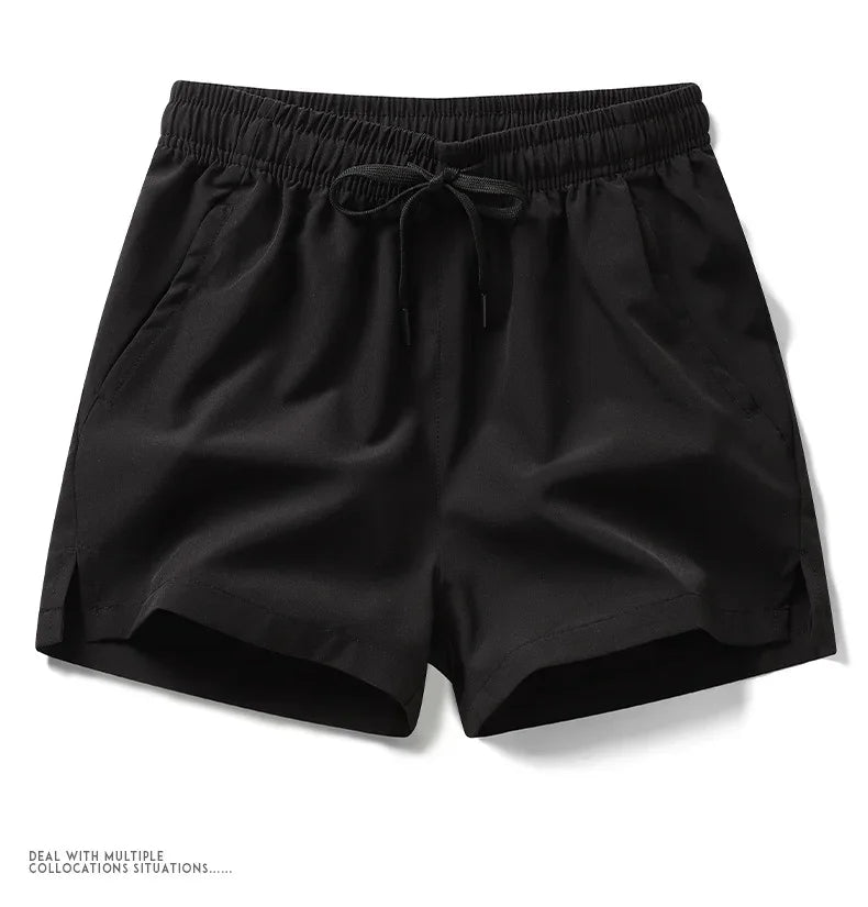 New Mens Sports Casual Sweatpants Summer Shorts Pockets Basic Solid Color Lightweight Pants Jogging Beach Shorts Streetwear Men
