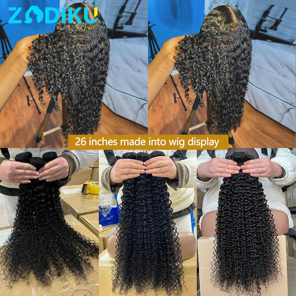 Kinky Curly Hair Bundles 100% Human Hair Raw Hair Bundles With 4X4 Closure Burmese Curly Hair Bundles Human Hair With Closure 3/4PCS 12-32Inch Soft Thick No Shedding Unprocessed Virgin Human Hair Bundles With Closure Hair Wea