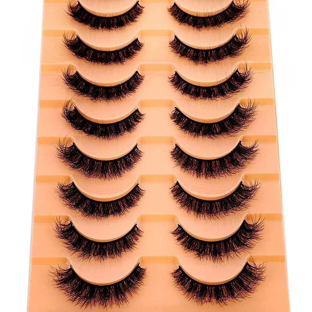 New 7/10 Pairs Faux Mink Eyelashes Handmade False Eyelashes Natural Nude Makeup Simulation Cross Messy Eye 3D Curly Eyelashes