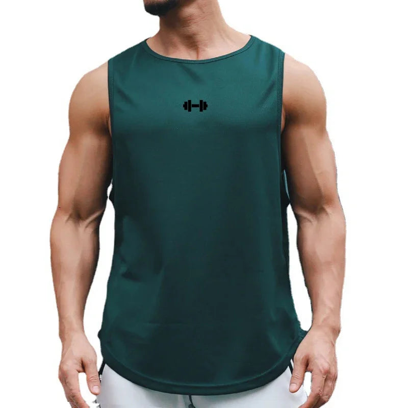 Men Running Vest Gym Tank Tops Quick-drying Fitness Clothing Loose Bodybuilding Sleeveless Shirt Basketball Small mesh Singlets