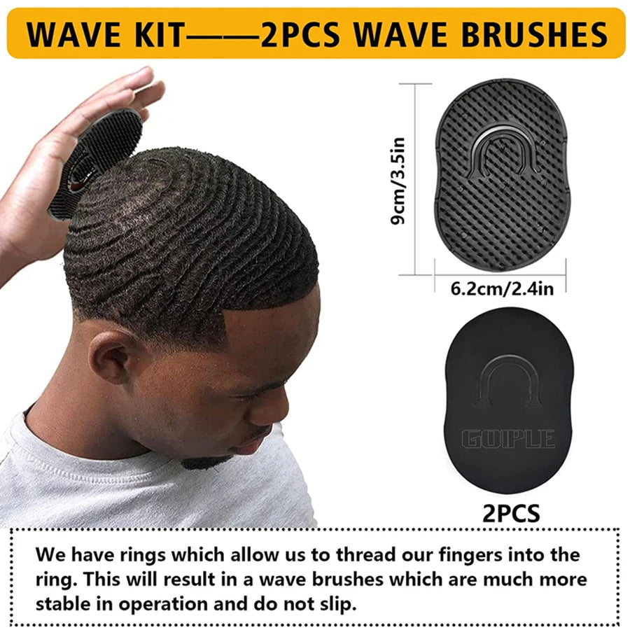 Men Shea Butter Wave Control Pomade 360 Style Strong Hold Long Lasting Curly Hair Cream or Brush or Silk Rag Cap Tools Accessory