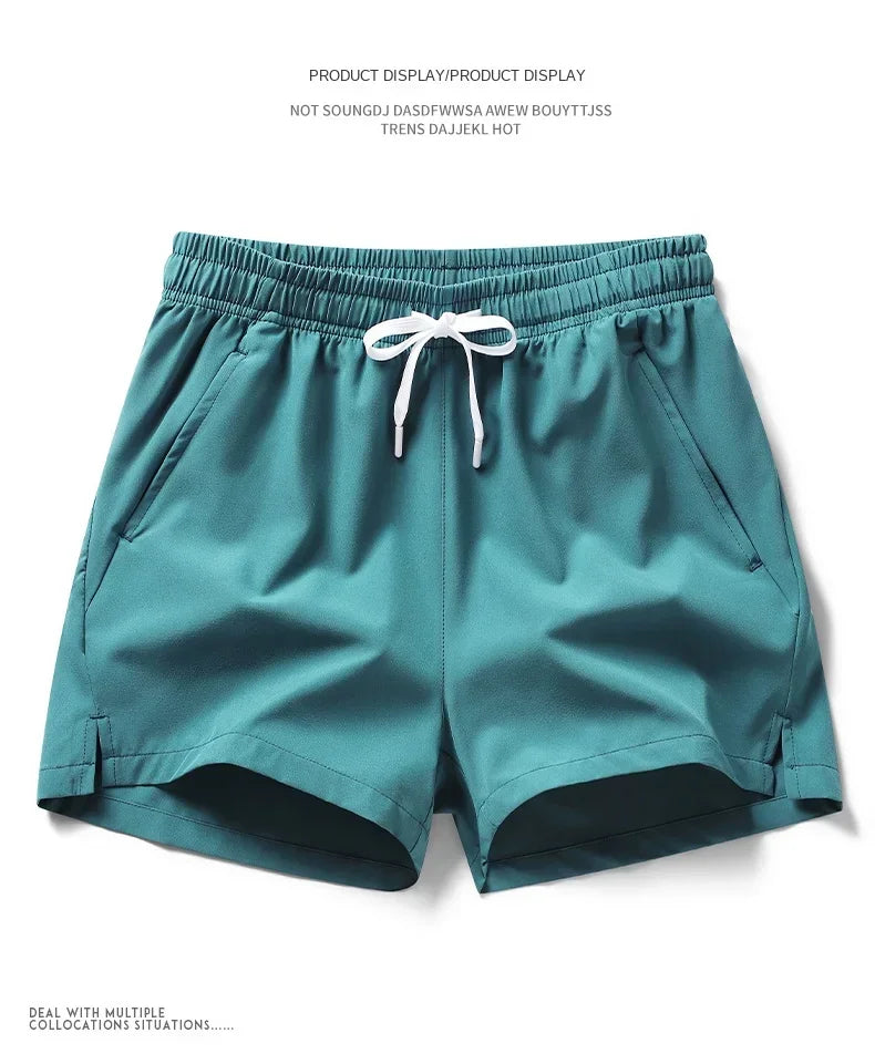 New Mens Sports Casual Sweatpants Summer Shorts Pockets Basic Solid Color Lightweight Pants Jogging Beach Shorts Streetwear Men
