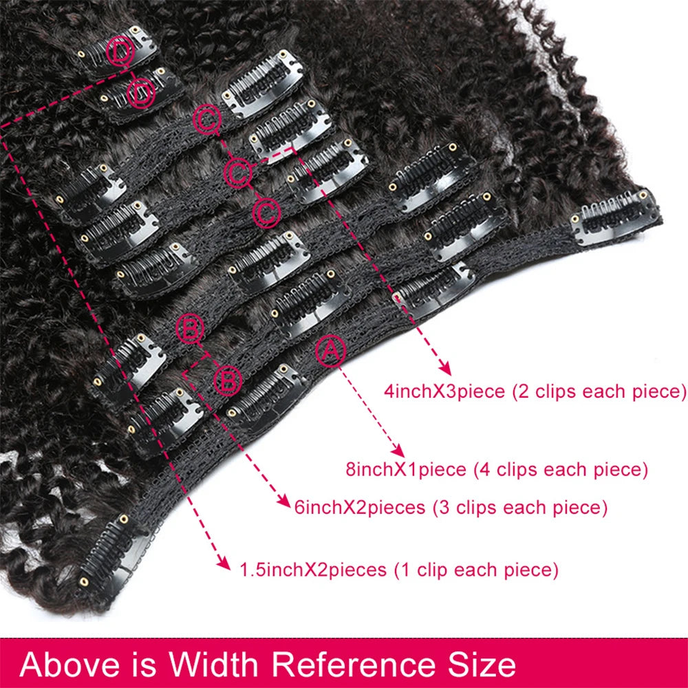 8Pcs 20Clips 120g Brazilian Hair Natural Wave Clip Ins 10-26 Inch Black