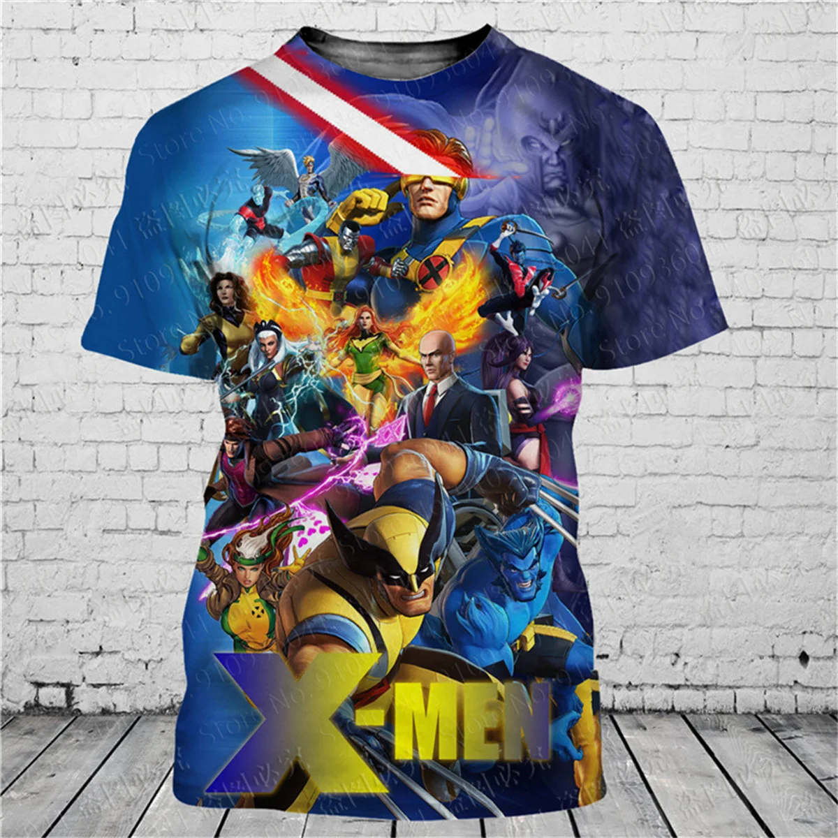 Fashionable men's 3D T-shirt with popular cartoon character print summer short sleeved loose and eye-catching
