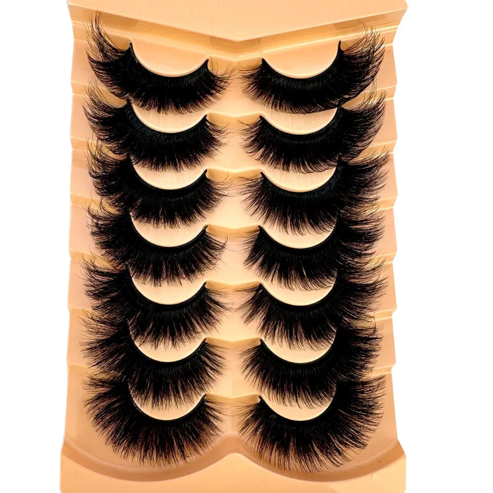 New 7 pairs of thick, 3D simulation mink fur fake eyelashesshort, dramatic fake eyelashes  wholesale full line fake eyelash make