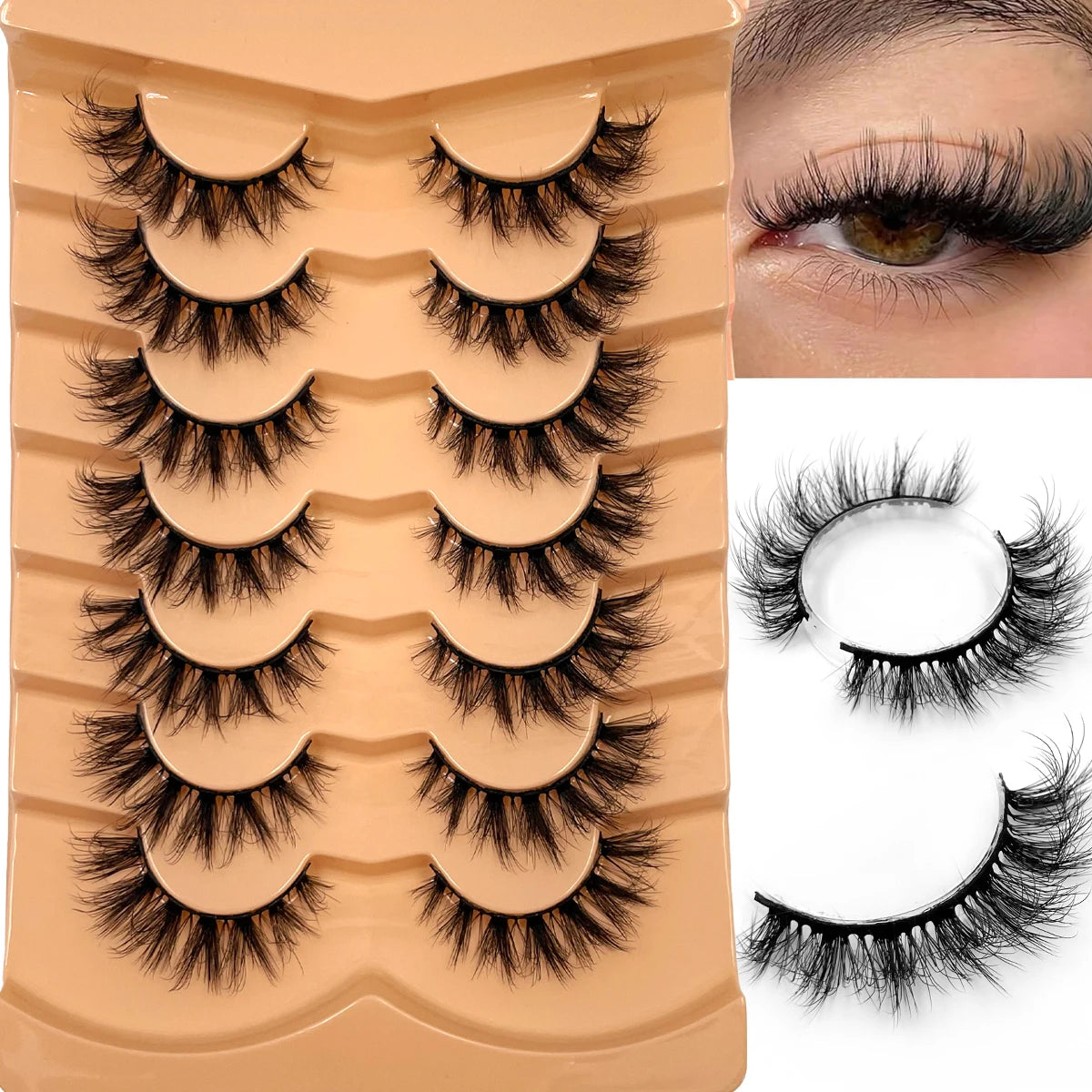 New 7 pairs of thick, 3D simulation mink fur fake eyelashesshort, dramatic fake eyelashes  wholesale full line fake eyelash make