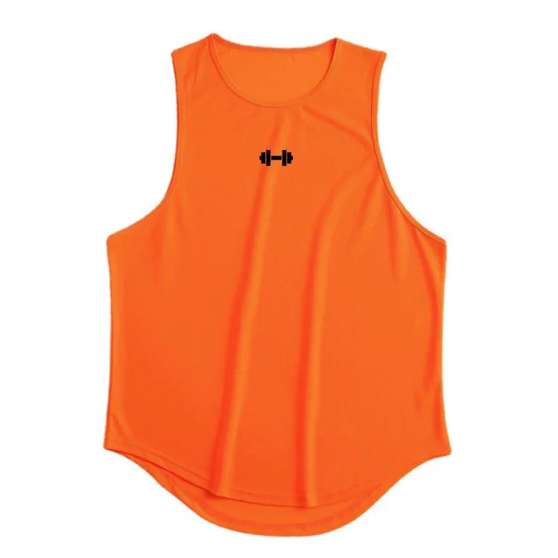 Men Running Vest Gym Tank Tops Quick-drying Fitness Clothing Loose Bodybuilding Sleeveless Shirt Basketball Small mesh Singlets