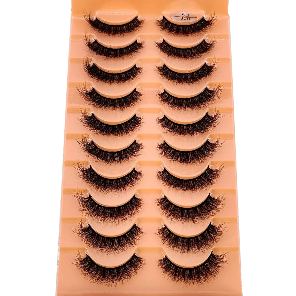 New 7/10 Pairs Faux Mink Eyelashes Handmade False Eyelashes Natural Nude Makeup Simulation Cross Messy Eye 3D Curly Eyelashes