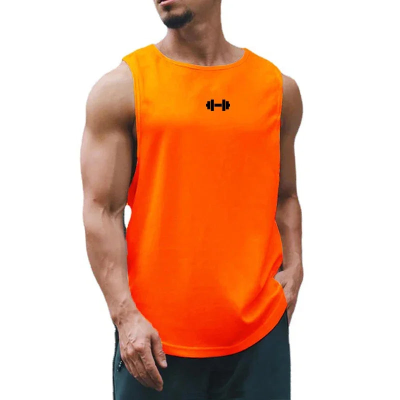 Men Running Vest Gym Tank Tops Quick-drying Fitness Clothing Loose Bodybuilding Sleeveless Shirt Basketball Small mesh Singlets
