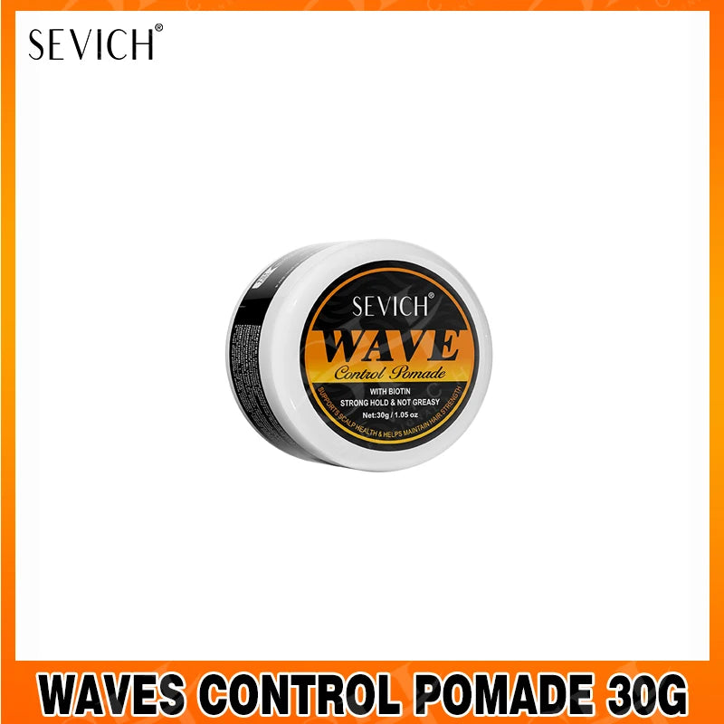 3.53oz Biotin Waves Control Pomade For Men Sevich Sport Strong Hold Wave Hair Gel With Brush Wavy Hair Oil Shampoo Conditioner