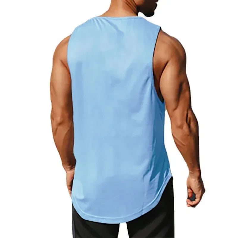 Men Running Vest Gym Tank Tops Quick-drying Fitness Clothing Loose Bodybuilding Sleeveless Shirt Basketball Small mesh Singlets