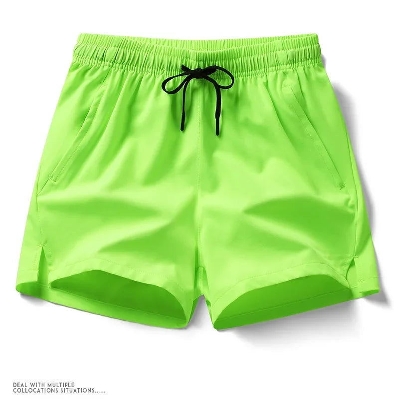 New Mens Sports Casual Sweatpants Summer Shorts Pockets Basic Solid Color Lightweight Pants Jogging Beach Shorts Streetwear Men