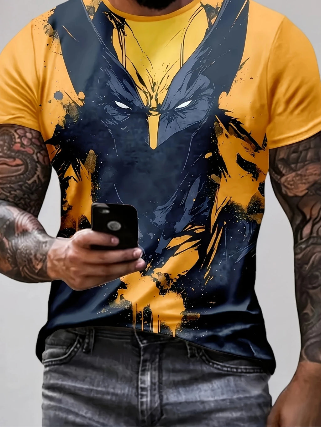 Marvel Wolverine Men's Graphic T-Shirt Summer Superhero Fan Costume Machine Washable Superhero Graphic Tee Vibrant Design Top