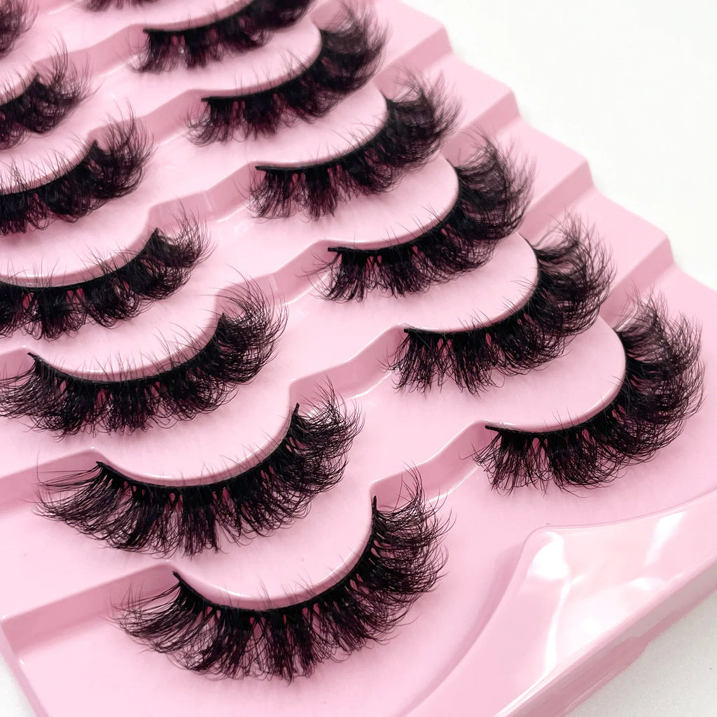 New 7 pairs of thick, 3D simulation mink fur fake eyelashesshort, dramatic fake eyelashes  wholesale full line fake eyelash make