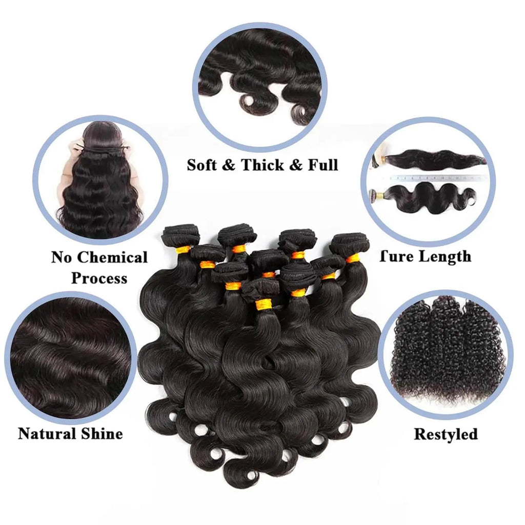 Human Hair Unprocessed Brazilian Virgin Hair Bundles Weave Extensions