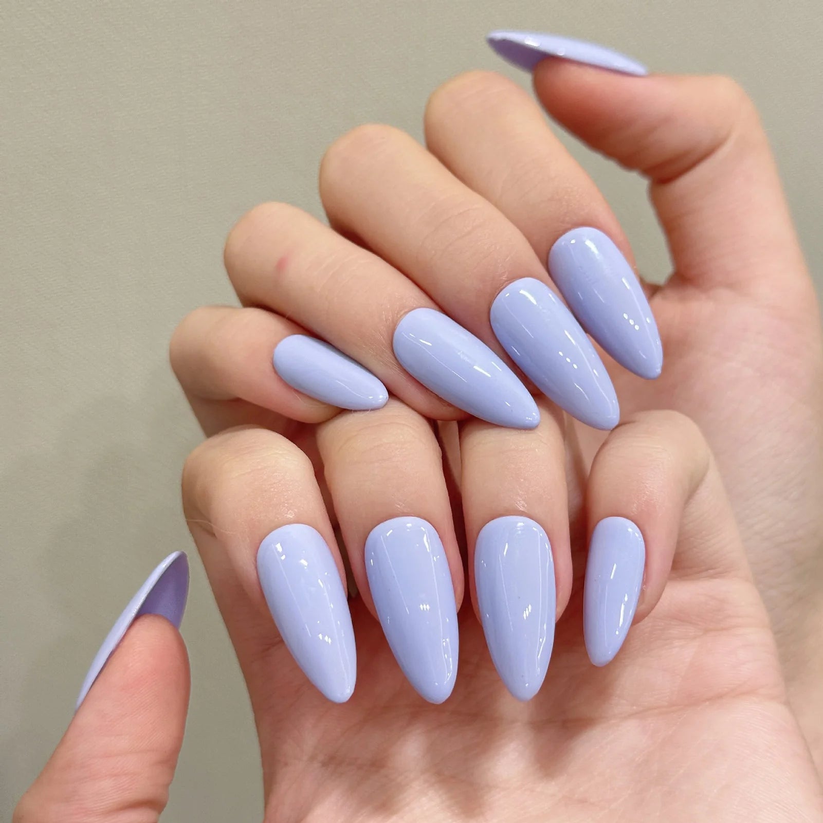 10pcs Handmade Press On Nails Simple Ins Style Light Purple False Nails Wearable Charming Solid Color Finger Toe Manicure Art